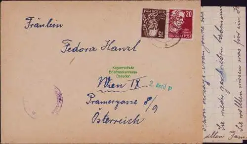 B21851 DDR Brief Zensur nach Österreich 1953 333 Köpfe II