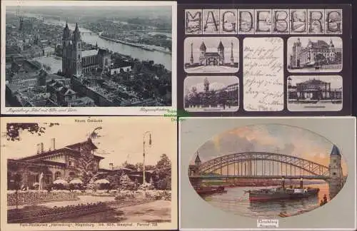 160557 4 AK Magdeburg Total mit Elbe und Dom Fliegeraufnahme 1932 Herrenkrug