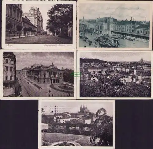 160414 5 AK Brno Brünn Stare divadlo-nemsky dum Bahnhof um 1925 Dom 1930