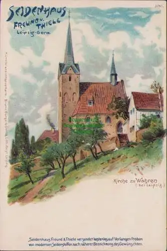 160390 AK Kirche zu Wahren bei Leipzig Litho um 1900 Seidenhaus Freund & Thiele