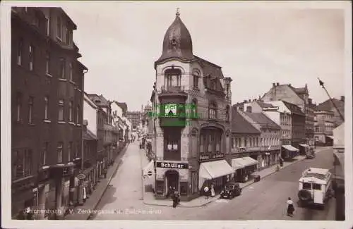 160349 AK Reichenbach V. Zenkergasse u Zwickauerstr. Geschäft Schüller 1939
