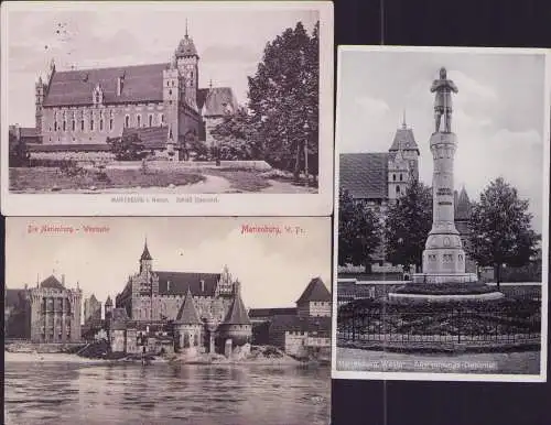 160446 3 AK Die Marienburg Westseite 1908 Abstimmungs-Denkmal um 1920