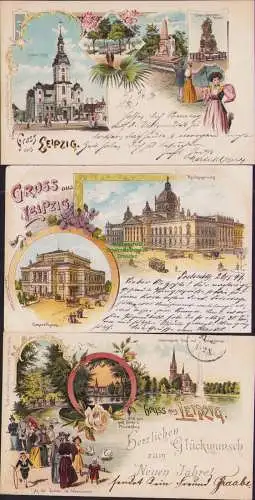 160315 3 AK Leipzig Johannis Kirche Gellert Grassi Luther-u Melanchton-Denkmal