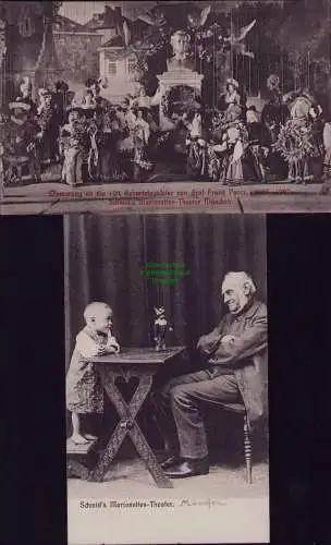 165993 2 AK München Schmid´s Marionetten Theater 1807 1907 100. Geburtstagsfeier