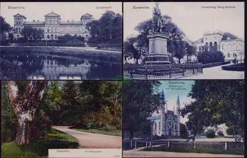 165973 4 AK Neustrelitz Grossherzog Georg Denkmal Carolinenstift 1907 Kirche