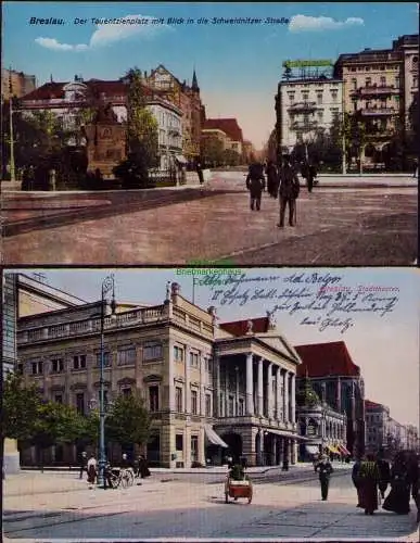 166169 2 AK Breslau Stadttheater 1915 Tauentzienplatz Schweidnitzer Straße