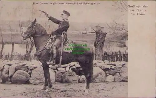 163078 AK Thorn Turun Russ. Grenze 1911 1914 Grenzkosak Alarmschuß a. Schmuggler