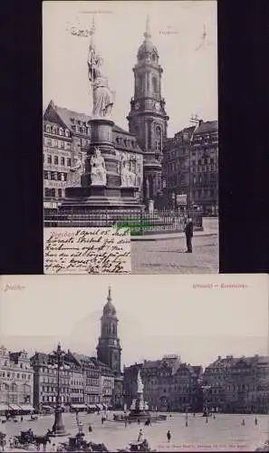 166167 2 AK Dresden Altmarkt 1905 Germania Denkmal Kreuzkirche nach Oslo