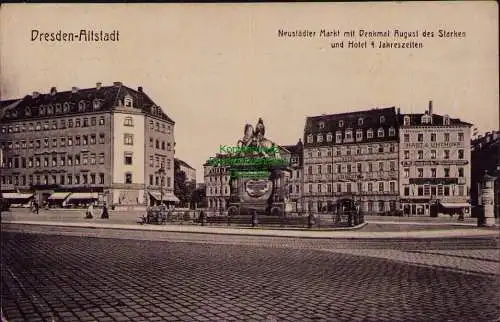 163015 AK Dresden Neustadt Neustädter Markt Denkmal August des Starken Hotel
