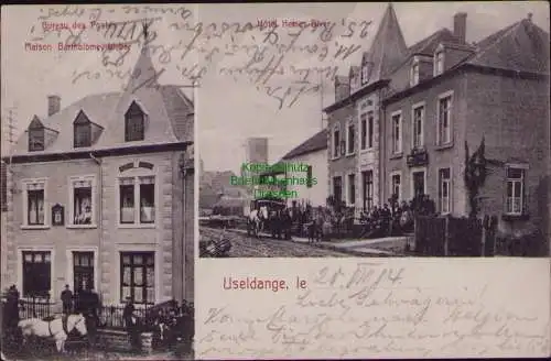 163039 AK Useldingen Useldange Luxemburg 1914 Postamt Hotel hemes-Biver