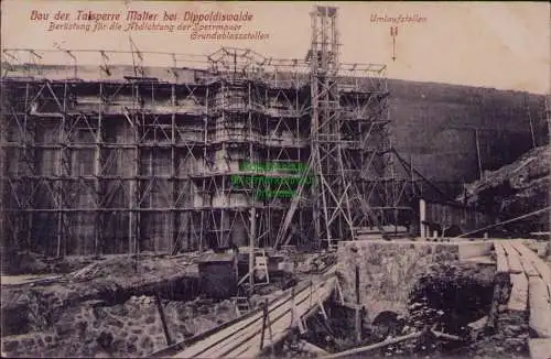 163115 AK Bau der Talsperre Malter bei Dippoldiswalde 1913 Baustelle Gerüste