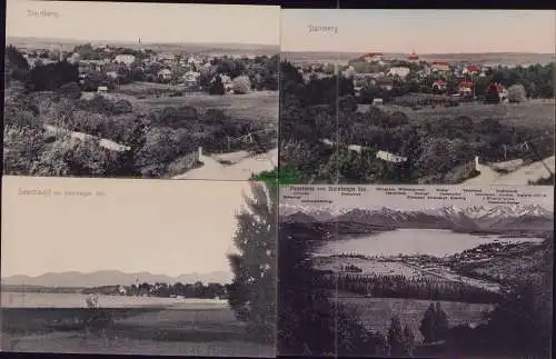 165988 4 AK Starnberger See Panorama 1908 Stempel Rottmannshöhe Seeshaupt
