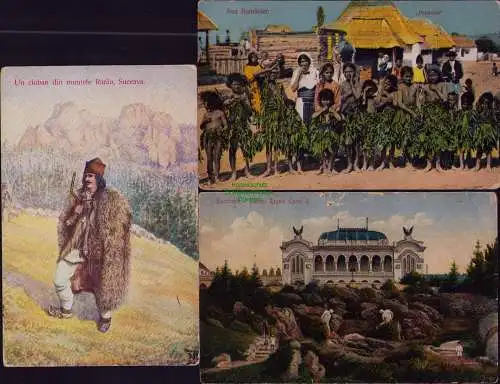 163060 3 AK Rumänien Bucuresti Bukarest Paparude 1918 Hirte Berg Rarau Suceava
