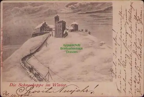 163156 AK Schneekoppe im Winter 1899 Riesengebirge