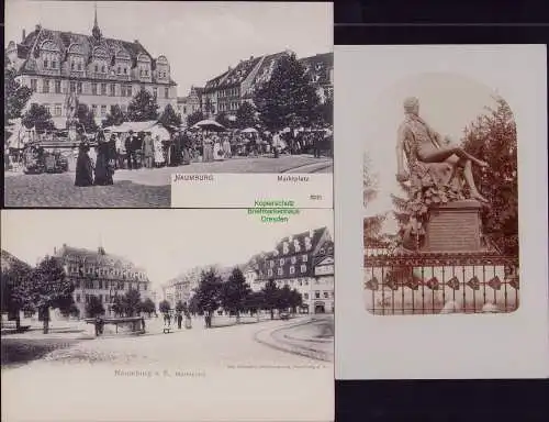 165978 3 AK Naumburg a. S. Marktplatz 1904 Fotokarte Bismarck Denkmal
