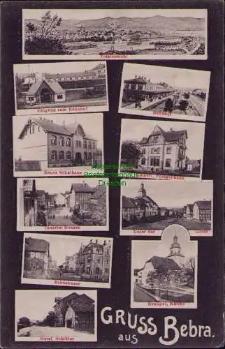 163097 AK Bebra 1915 Bahnhof Eingang Neues Schulhaus Casseler Straße Bahnstraße