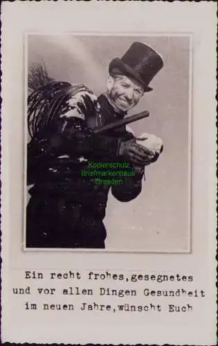 163088 AK Klöden Elbe über Jessen Elster Grußkarte Neujahr Schornsteinfeger 1954