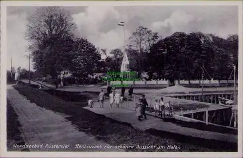 163117 AK Nordseebad Rüstersiel Restaurant zur schönen Aussicht am Hafen 1937