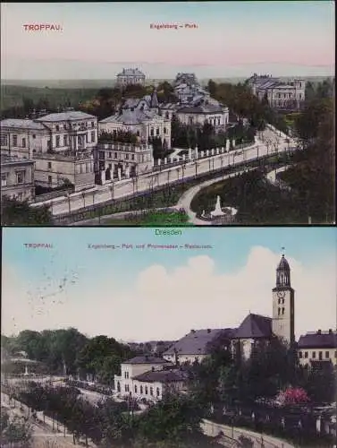 165967 2 AK Opava Troppau Engelsberg Park Promenaden Restaurant 1908 1909
