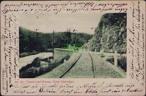 163079 AK Stein-Göritzhain An der Chemnitztal Strasse / Bahnlinie Chemnitz 1911