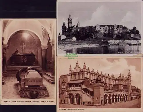 166000 3 AK Krakau Burg Weichselseite 1942 Tuchhaus Feldpost Tarnstempel Grab