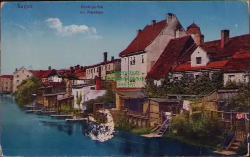 163051 AK Sagan Zagan Schlesien um 1918 Boberpartie im Parchen