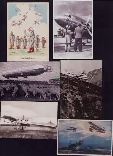 165943 6 AK Flugzeuge Deutscher Luftflottenverein um 1915 Humor Belehrung Mi 8