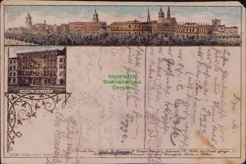 163017 AK Leipzig 1887 colorierter Vorläufer Panorama Hotel de Russie