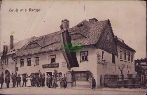 163164 AK Chrastava Kratzau Böhmen um 1910 Gasthaus zum grünen Kranz Radfahrer R