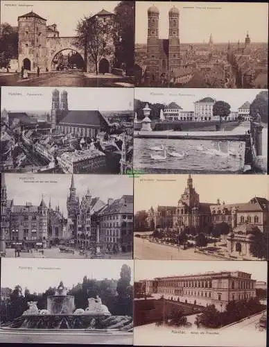 165995 14 AK München 1908 Total mit Frauenkirche Schloss Nymphenburg Pinakothek