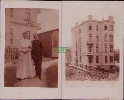 163019 2 AK Cuxhaven 1908 großes Wohnhaus Fotokarte Villa Sybille + Besitzer (?)