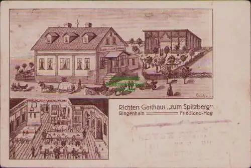 163150 AK Richters Gasthaus zum Spitzberg Ringenhain Friedland Hag Böhmen 1917