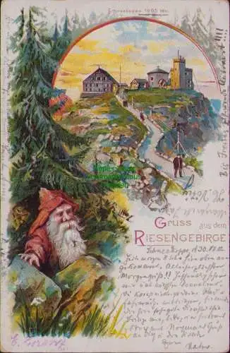 163154 AK Schneekoppe 1902 Litho Riesengebirge Rübezahl