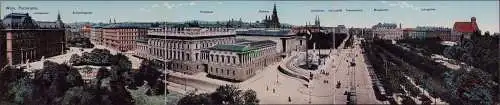 163065 3er Panorama AK Wien 1919 Schmerlingpl. Rathaus Votivkirche Franzensring