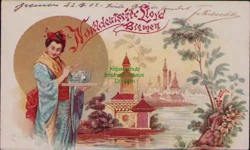 163069 AK Bremen 1902 Norddeutscher Lloyd Litho China Chinesin Tee