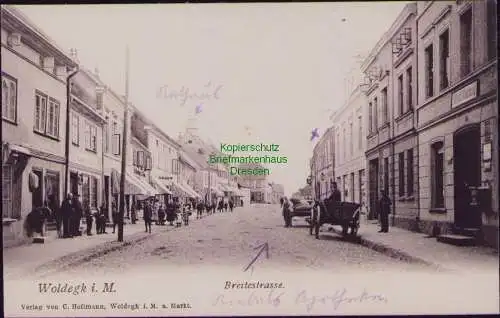 163028 AK Woldegk i. M. um 1905 Breitestraße Rathaus
