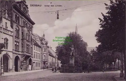 163072 AK Dessau Unter den Linden 1913 Denkmal Alter Fritz