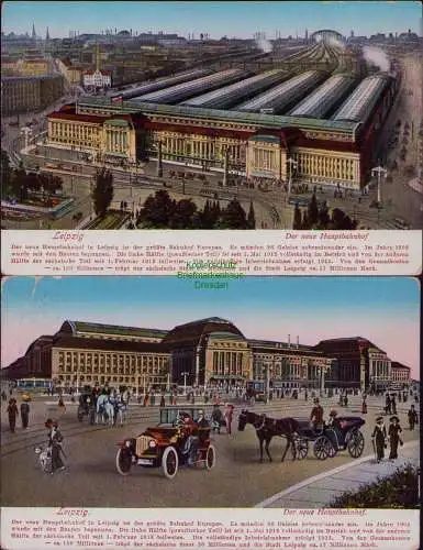 166264 2 AK Leipzig 1914 Der neue Staatsbahnhof Hauptbahnhof