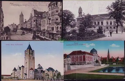 167044 4 AK Posen Poznan Museum 1915 Ansiedlungs Kommission Paulikirche Schloß