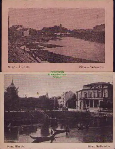 167020 2 AK Wilno Uferstraße 1916 Feldpost 166 169 Vilnius Wilna Wilno Litauen