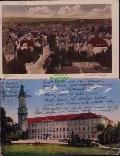 166241 2 AK Weimar Gesamt Ansicht 1920 Residenzschloß