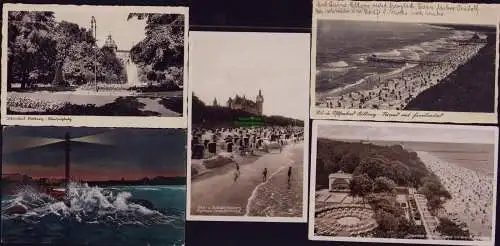 167098 5 AK Kolberg 1939 KaiserplatzLeuchtturm 1918 Strandschloss Familienbad
