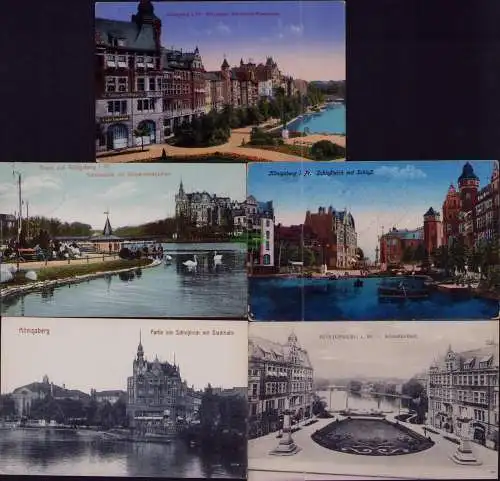 166246 5 AK Königsberg i. Pr. Schloßteich Schloss 1910 Schloßfreiheit Stadthalle