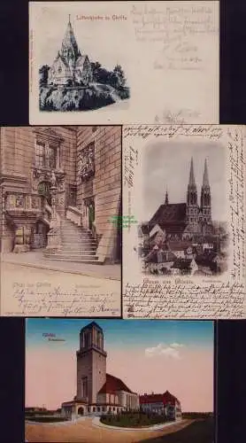 167063 4 AK Görlitz Petrikirche 1899 Rathaustreppe 1902 Kreuzkirche 1919 Luther