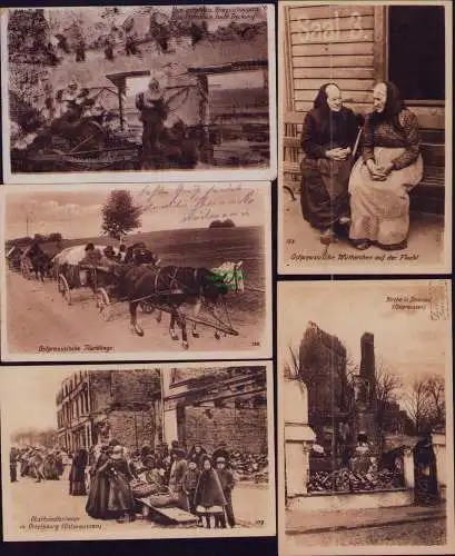 167028 5 AK Ostpreußenhilfe Flüchtlinge 1916 Orteldburg Kirche in Domnau 1922