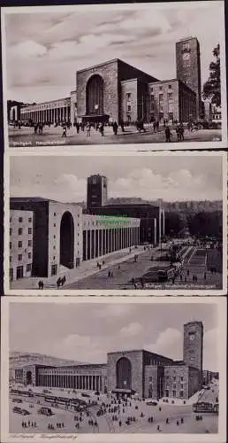 166281 3 AK Stuttgart Neuer Hauptbahnhof Hindenburgplatz 1933