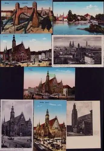 167113 8 AK Breslau Kaiserbrücke Rathaus Ring Blick auf die Stadt 1940