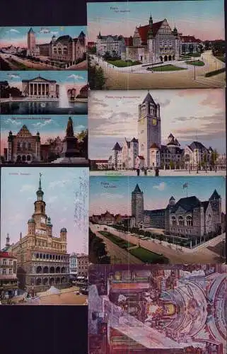167041 6 AK Posen Kgl. Akademie 1916 Residenzschloss Poznan Rathaus 1915 Theater
