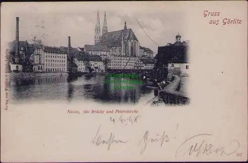 167059 AK Görlitz Neisse Alte Brücke Peterskirche 1898