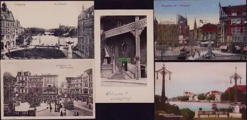166247 5 AK Königsberg Pr. Schloßteich 1909 Kaiser Wilhelm Platz 1915 Münzplatz